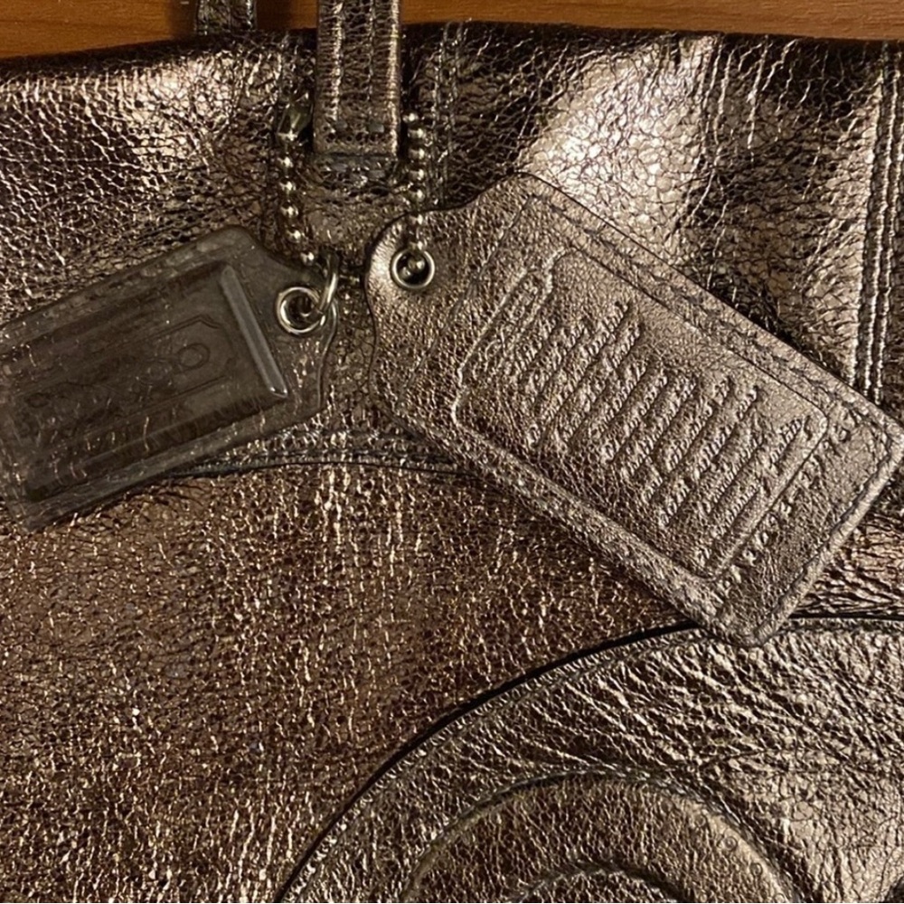 Coach Metallic Leather Embossed Tote - Picture 9 of 15